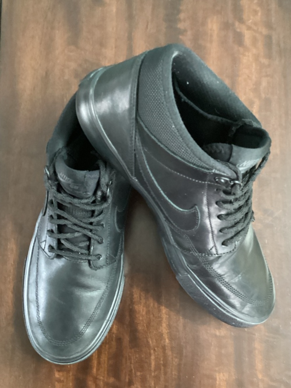 Nike Black Men's Mid-Top Leather Sneakers SB Portmore II Solar Size 8